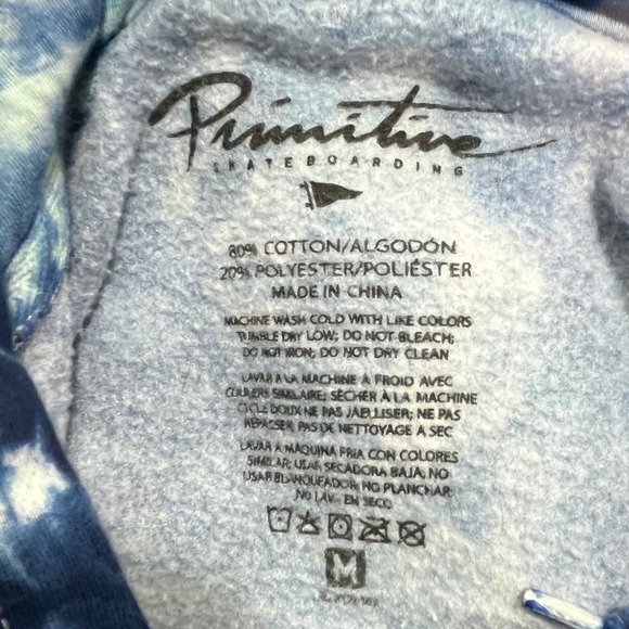 Primitive Skateboarding Dirty P Blue Tie Dye Hoodie Sweatshirt Kangaroo Medium - Picture 5 of 5